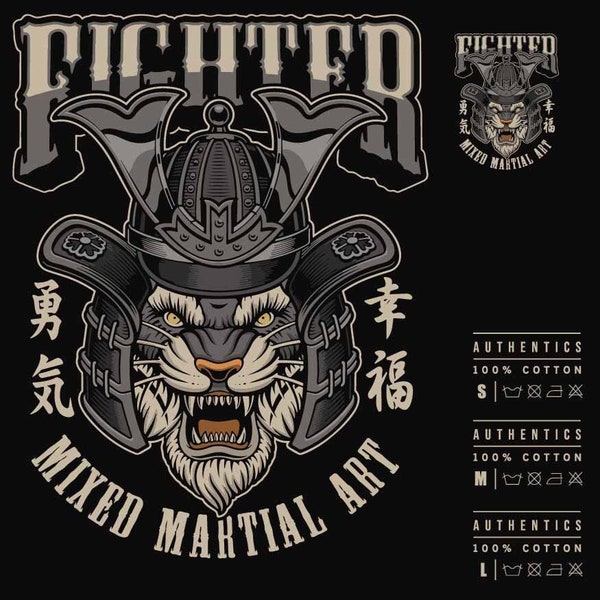 Fighter MMA Tiger (.png file without Background for DTF printing of t-shirt ready for printing with tights, )