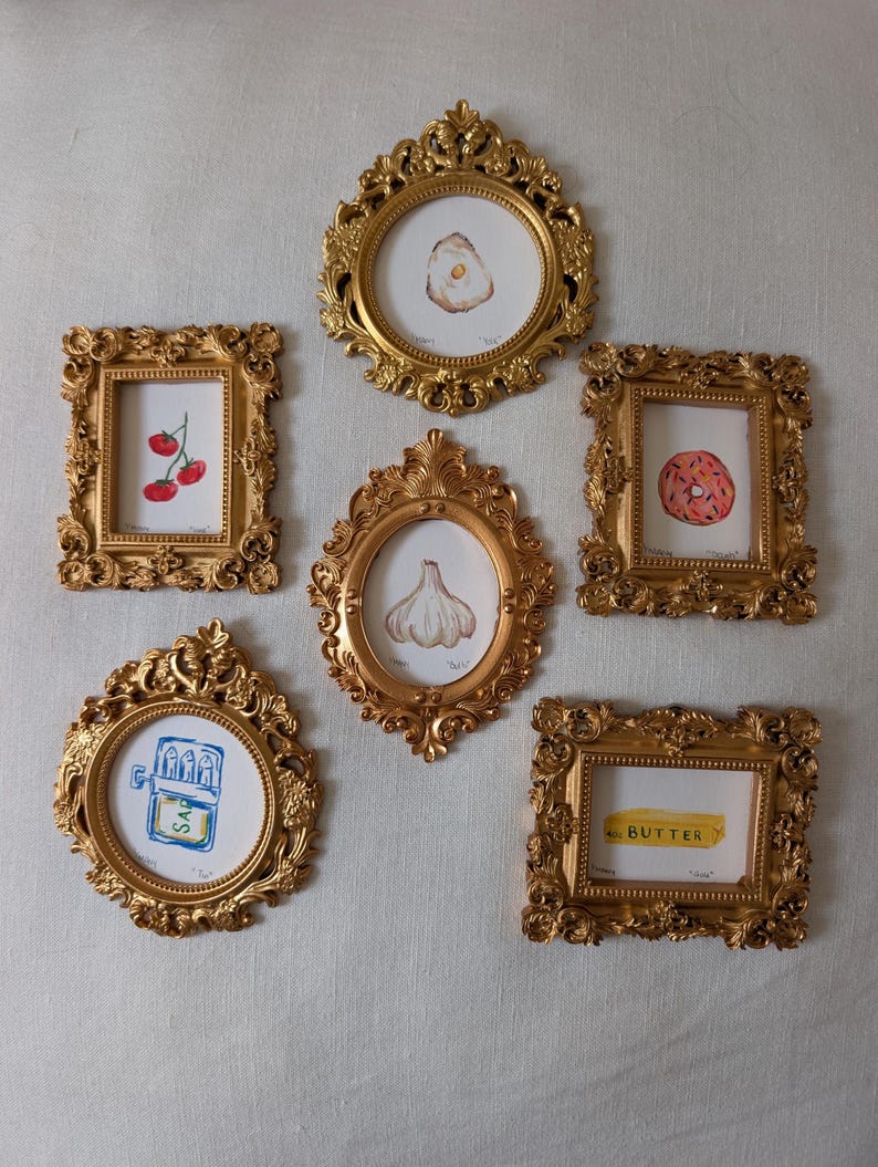 Mini Original Art, Framed Original Food Art, Summer Kitchen Collection ...