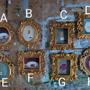 Mini oil paintings, framed original oil paintings, pop art collection, food art, original artwork in handmade resin frames
