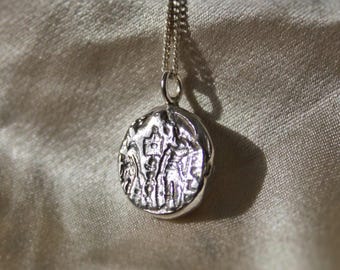Ancient Coin Talisman Amulet 925 Sterling Eco Silver Pendant | Archeological Artifact Jewellery