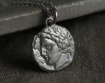Apollo Pegasus Ancient Greek Coin Pendant: Sterling Silver Coin Talisman Necklace