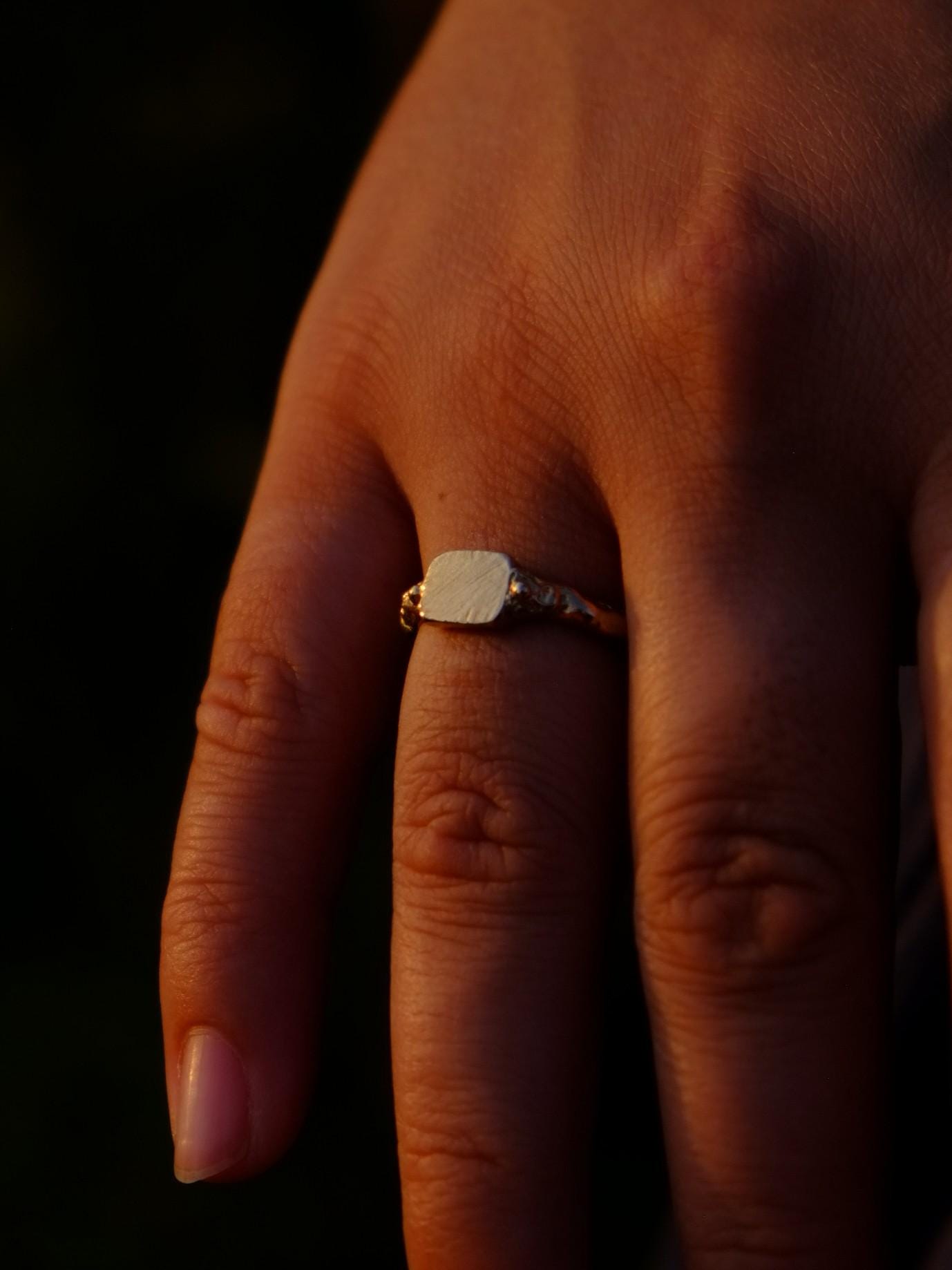 •DAGGER SIGNET• recycled silver + bronze ring