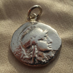 Athena Coin Pendant | Cast Ancient Greek Archaeological Artifact | Solid Sterling Silver Coin Talisman Necklace