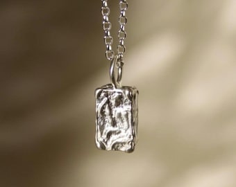 Ancient Greek Pendant Talisman | Rectangular Hercules Eco Sterling Silver Necklace