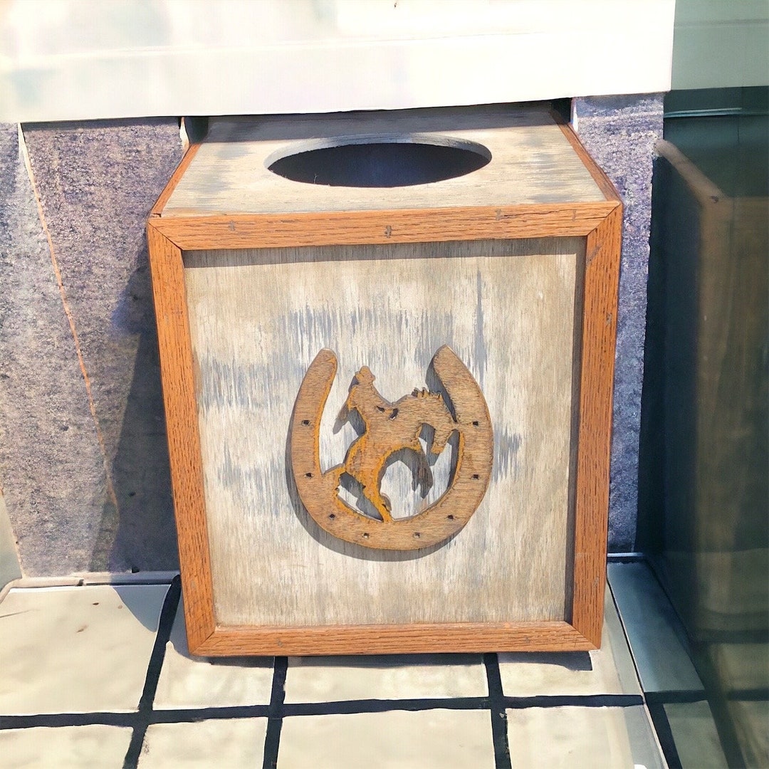 Modern Rustic Bathroom Trash Can Cover, Great Gift Idea, Farmhouse Style Tissue Box Cover ...