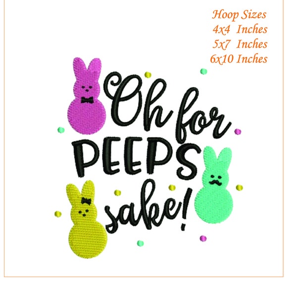 Peeps Easter Embroidery Design, Peeps Easter Applique embroidery file- Machine embroidery, 3 Sizes, Digital File- Instant Download