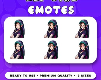 Elf girl Emotes Bundle Set 18 Sizes For Twitch In 6 Different reactions | Instant Download File