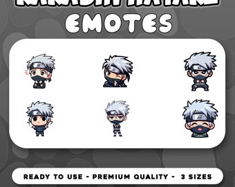 Kaskashi Hattake Emotes Theme Bundle Set 18 Sizes For Twitch In 6 Different Reactions | Instant Download File