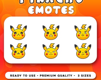 Pikachu Emotes Theme Bundle Set 18 Sizes For Twitch In 6 Different Reactions | Instant Download File