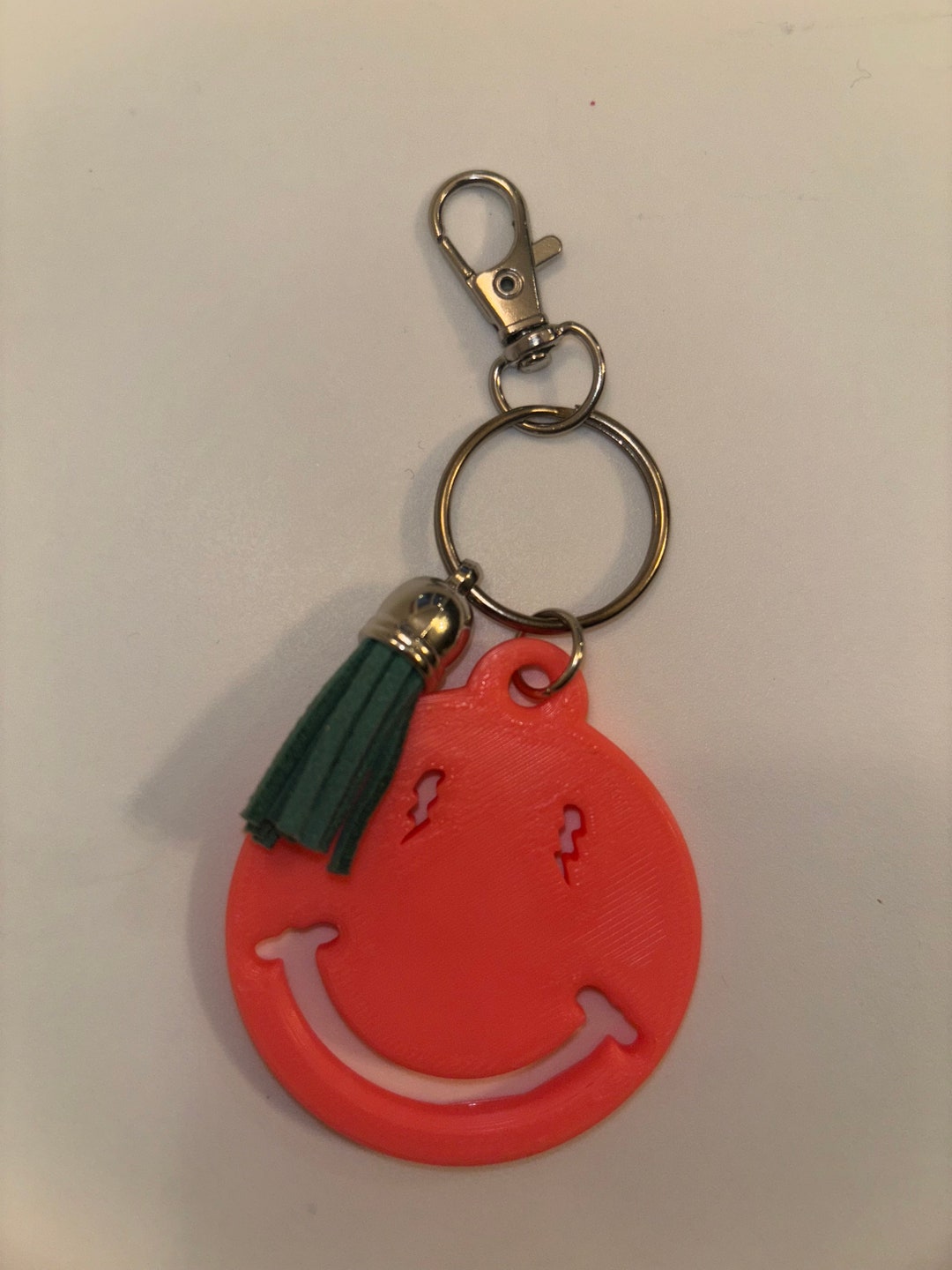 Smiley Face Key Chain With Small Tassel Etsy