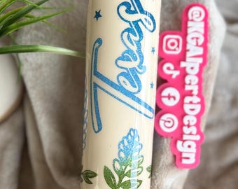 Copo de glitter Bluebonnet feito à mão: Texas Pride, copo de aço inoxidável de 20 onças