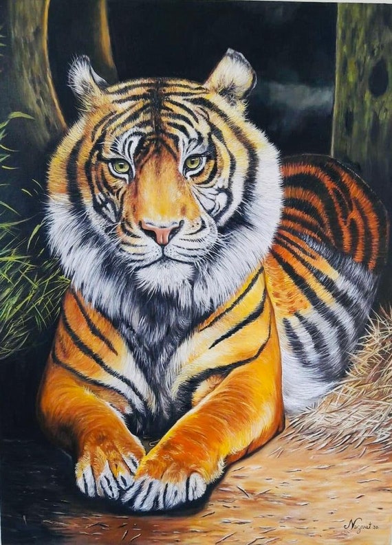 Tiger / Tiger, Original Oil Painting, Art Work, Realism, Oil on