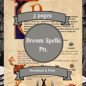 Traumzauber, BOS Seiten, Grimoire Seiten, Zauberbuch, Einsame Hexe, Coven, Buch der Schatten, Hoodoo Zauber, Hexerei, Printable