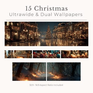 15 Christmas Wallpaper Bundle for Ultrawide & Dual Monitors | Holiday Desktop Backgrounds | Winter Computer Wallpapers