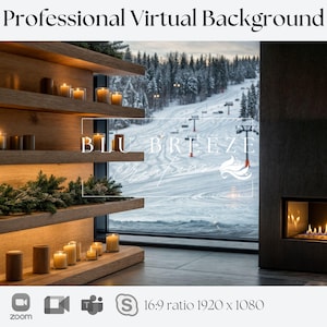 Ski Resort Winter Virtual Background for Video Calls  Zoom Teams WebEx Skype Google Meet Compatible  Stunning Backdrop