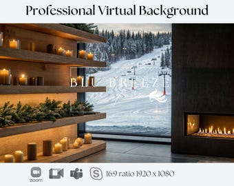 Ski Resort Winter Virtual Background for Video Calls  Zoom Teams WebEx Skype Google Meet Compatible  Stunning Backdrop