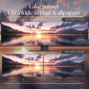Lake Horizon Ultrawide and Dual Monitor Wallpaper High-Resolution Desktop Backgrounds for Windows and Mac | Desktop Wallpaper