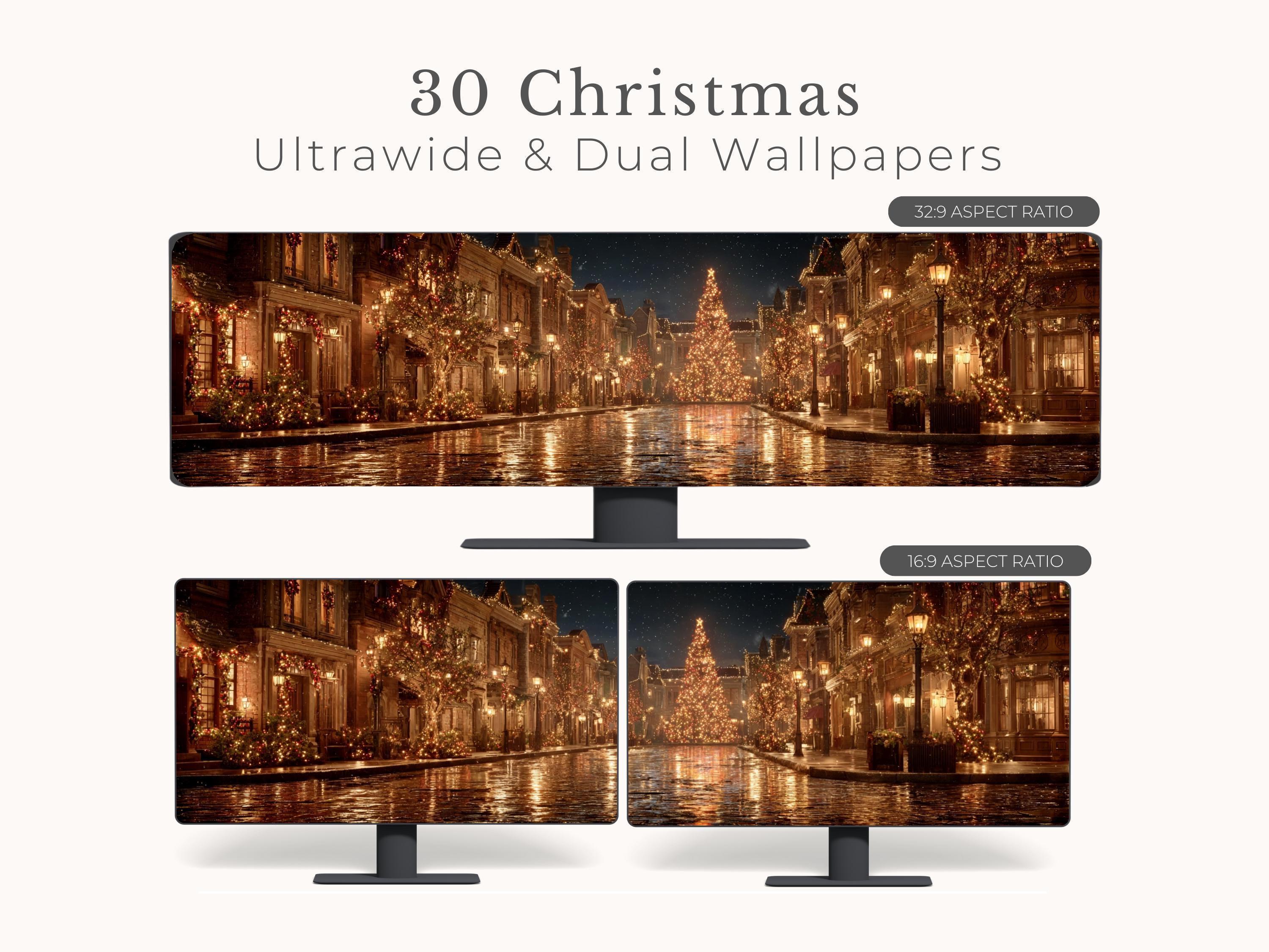 30 Christmas Wallpaper Bundle for Ultrawide & Dual Monitors | Holiday ...