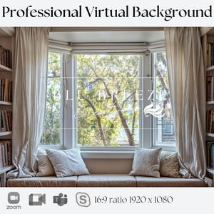 Professional Bookshelf Virtual Background for Zoom, Teams (Digital Download)