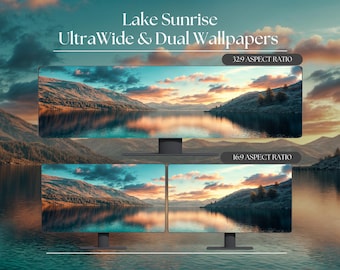 Lake Horizon Ultrawide and Dual Monitor Wallpaper High-Resolution Desktop Backgrounds for Windows and Mac | Desktop Wallpaper