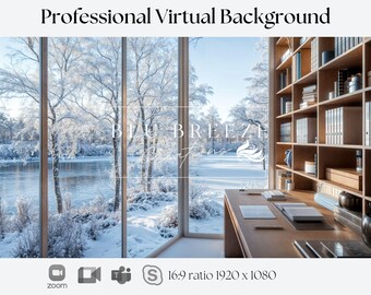 Snowy Lake Winter Virtual Background for Video Calls  Zoom Microsoft Teams WebEx Skype Google Meet Compatible  Stunning Backdrop