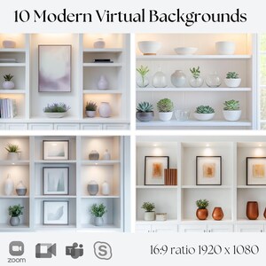 Zoom Professional Virtual Office Background, Modern Home Office Digital Background for Zoom with Bookshelf