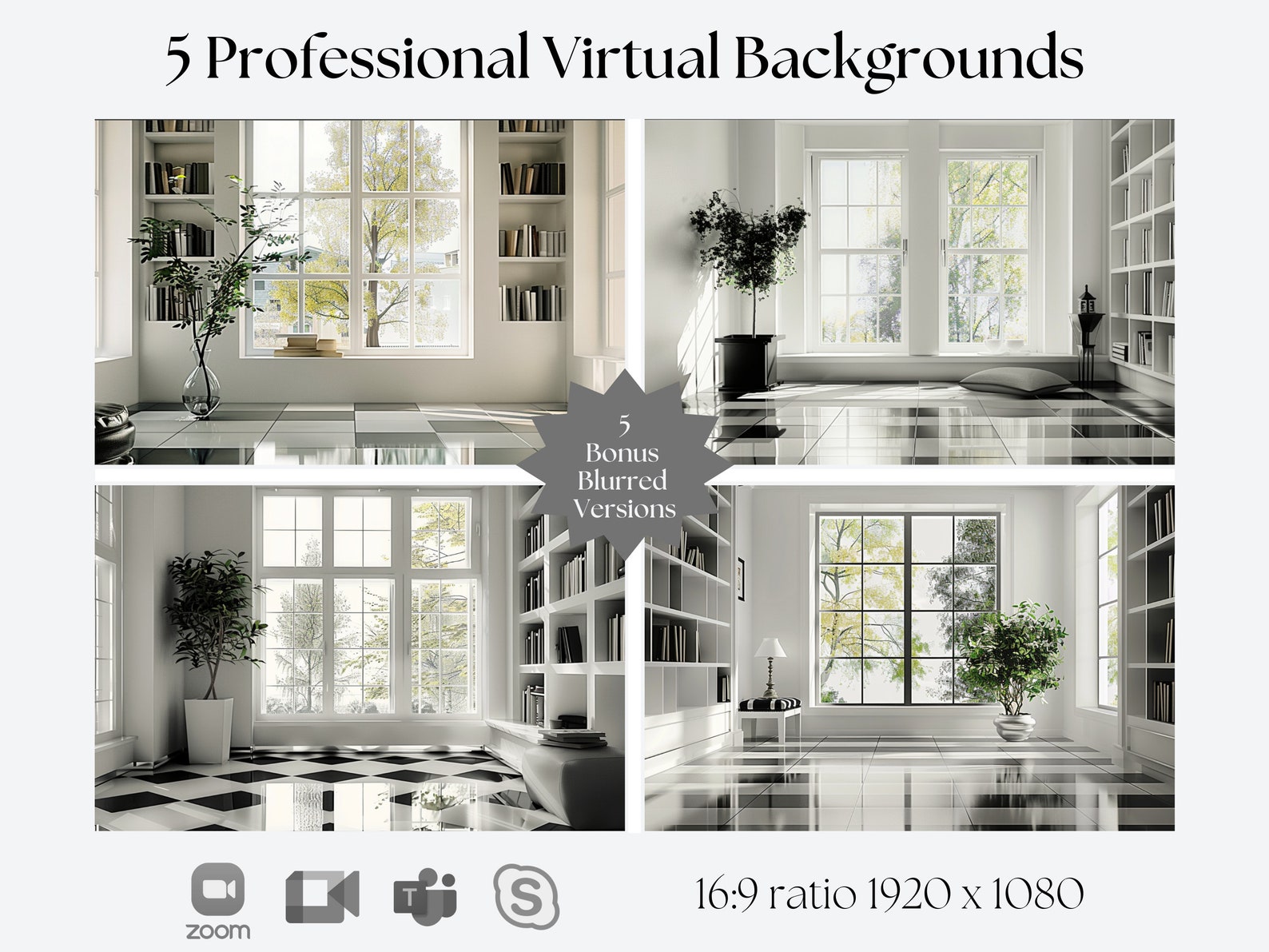 5 Simple Clean Virtual Backgrounds Perfect for Zoom, Teams Video Calls ...