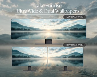 Lake Horizon Ultrawide and Dual Monitor Wallpaper High-Resolution Desktop Backgrounds for Windows and Mac | Desktop Wallpaper