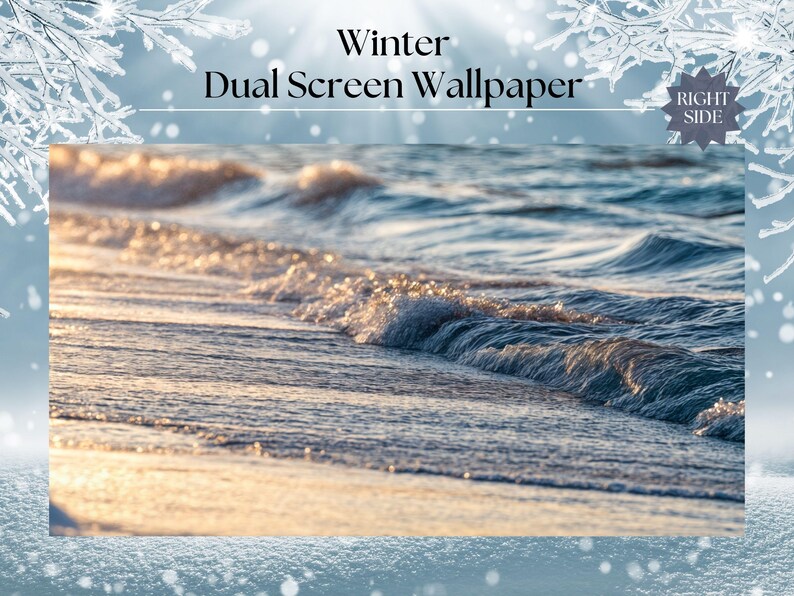 Snowy Winter Beach Desktop Backgrounds for Ultrawide and Dual Monitors