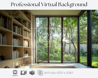 Professional Virtual Background, Bookshelf View (Digital Download)