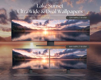 Lake Horizon Ultrawide and Dual Monitor Wallpaper High-Resolution Desktop Backgrounds for Windows and Mac | Desktop Wallpaper