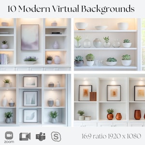 10 Modern Virtual Backgrounds for Zoom, Microsoft Teams, Skype (1920x1080, 16:9 Ratio) Digital Download