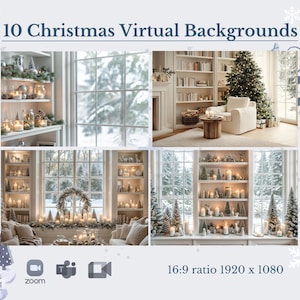 10 Christmas Virtual Backgrounds | Compatible with Zoom, Teams, WebEx, Google Meet | Backdrop for Video Calls