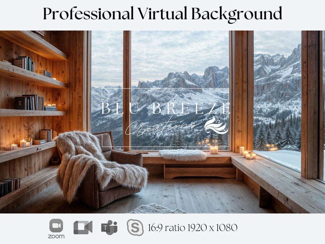 Wooden Cabin Winter Virtual Background for Video Calls With Zoom Teams ...