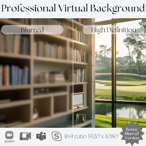 Golf Course Office Background | Compatible with Zoom, Teams, WebEx, Skype, Google Meet | Stunning Backdrop for Video Calls