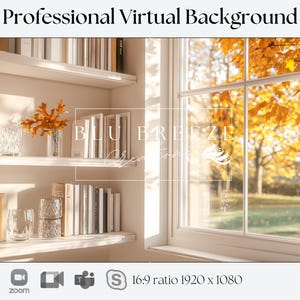 Sfondo virtuale autunnale / Compatibile con Zoom, Teams, WebEx, Skype, Google Meet / Splendido sfondo per videochiamate