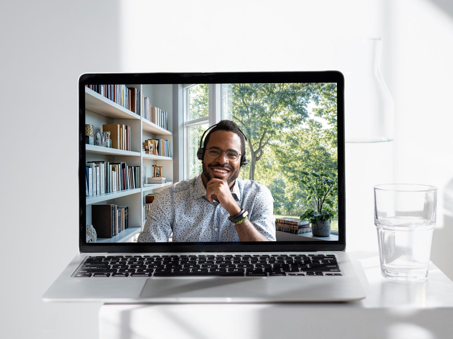 Zoom Background With Natural Light and Office Shelves – Virtual ...