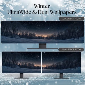 Fond d&#39;écran étoiles de nuit d&#39;hiver - Fonds d&#39;écran haute résolution 32 x 9 et 16 x 9 pour écrans ultra larges et doubles - Windows et Mac