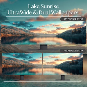 Lake Horizon Ultrawide and Dual Monitor Wallpaper High-Resolution Desktop Backgrounds for Windows and Mac | Desktop Wallpaper