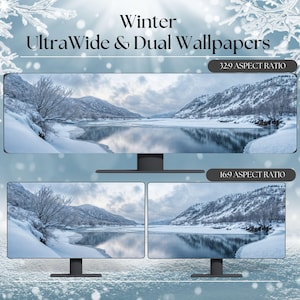 Winter-Hintergründe für Ultraweitwinkel-Dual-Monitore Hochauflösende verschneite Desktop-Hintergründe 32x9 16x9 Windows Mac Kompatibel