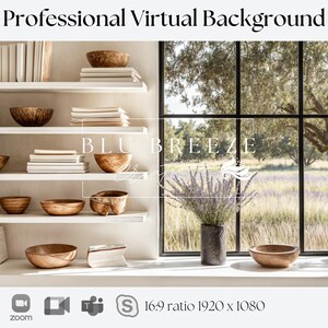 Spring Farmhouse Virtual Bookshelf Background for Home Office | Zoom Teams WebEx Skype Google Meet | Video Call Backdrop