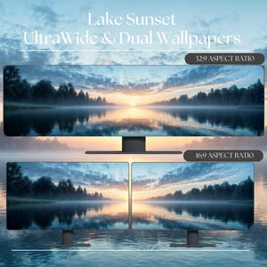 Lake Horizon Ultrawide and Dual Monitor Wallpaper High-Resolution Desktop Backgrounds for Windows and Mac | Desktop Wallpaper