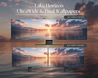 Lake Horizon Ultrawide and Dual Monitor Wallpaper High-Resolution Desktop Backgrounds for Windows and Mac | Desktop Wallpaper