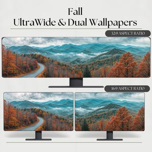 Fondo de pantalla de otoño para monitores ultraanchos y duales / Fondos de otoño de alta resolución de 32x9 y 16x9 para Windows y Mac