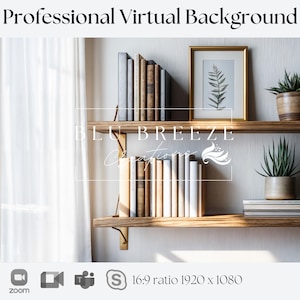 Virtual Background Home Office Bookshelf | Zoom Teams WebEx Skype Google Meet | Meeting Background