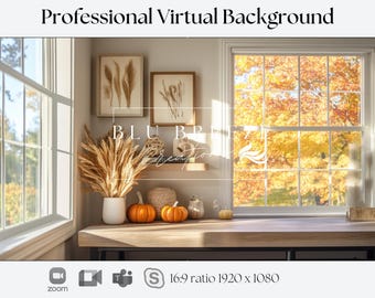 Fondo virtual de otoño / Compatible con Zoom, Teams, WebEx, Skype, Google Meet / Impresionante fondo para videollamadas