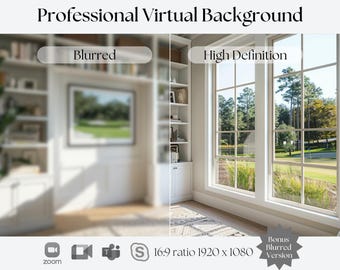 Fondo de oficina con campo de golf / Compatible con Zoom, Teams, WebEx, Skype, Google Meet / Impresionante fondo para videollamadas
