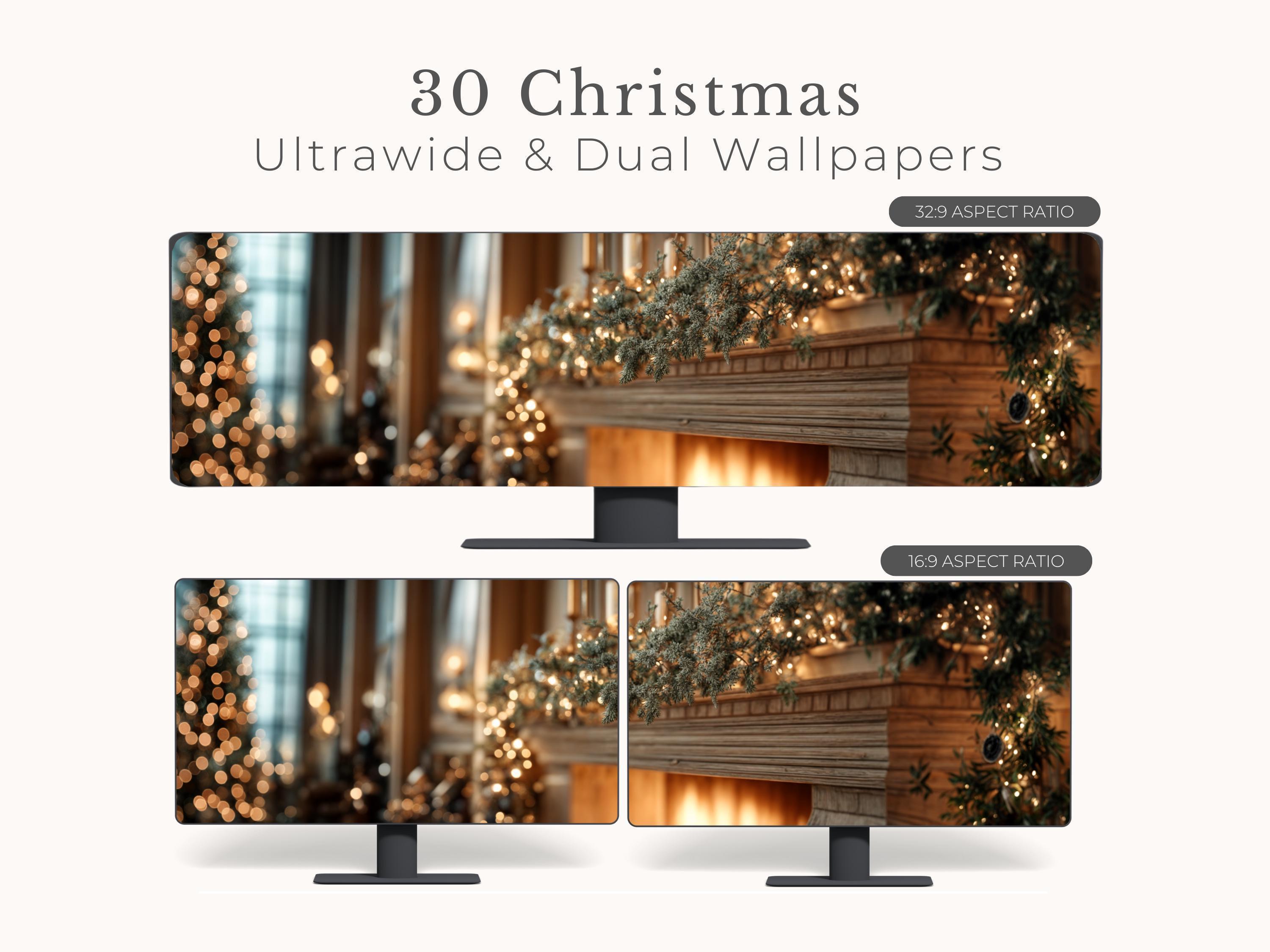 30 Christmas Wallpaper Bundle for Ultrawide & Dual Monitors | Holiday ...
