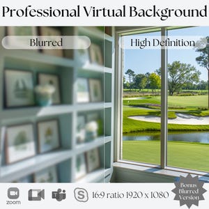 Golf Course Office Background | Compatible with Zoom, Teams, WebEx, Skype, Google Meet | Stunning Backdrop for Video Calls