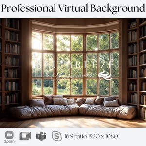Video Meeting Virtual Background | Natural Office Space with Shelves